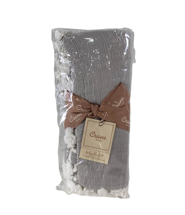 used Crane Baby 6 Layer Muslin Blanket, grey