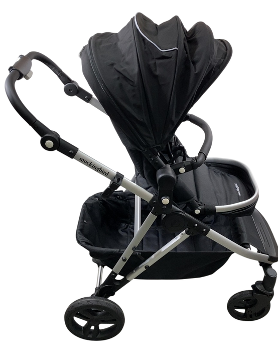 Shop Mockingbird Single to Double 2.0 Stroller, 2024, Black, Silver With Black Leather, Windowpane at GoodBuy Gear