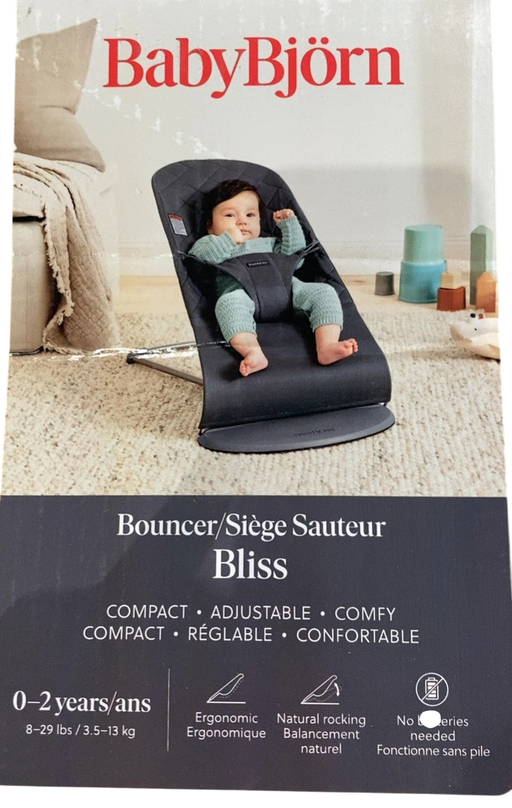 Shop BabyBjorn Bouncer Bliss, Dark Gray Frame, Anthracite Cotton Classic Quilt at GoodBuy Gear