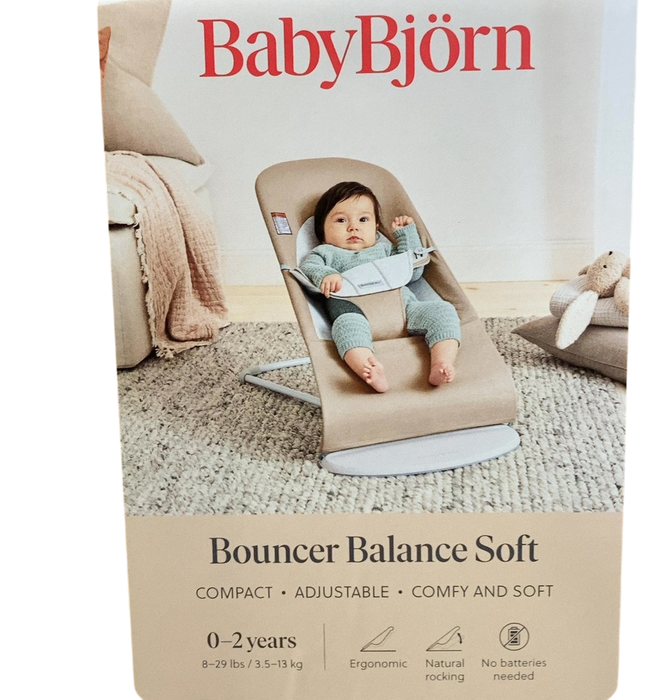 Shop BabyBjorn Bouncer Balance Bundle With Toy Bar, Googly Eyes Black & White, Light Gray Frame, Beige/Gray at GoodBuy Gear