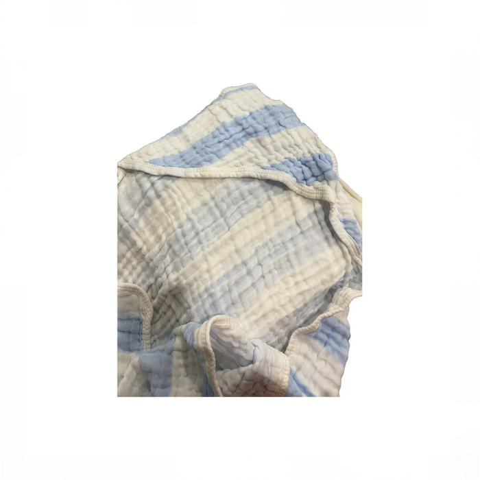 Shop HardNok Organic Muslin Hooded Baby Bath Towel 4 Piece Set, Blue Striped and White at GoodBuy Gear