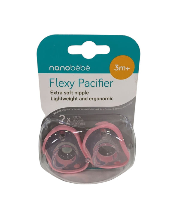 Nanobébé Flexy Pacifiers, Pink, 2-Pack, 0-3 Months