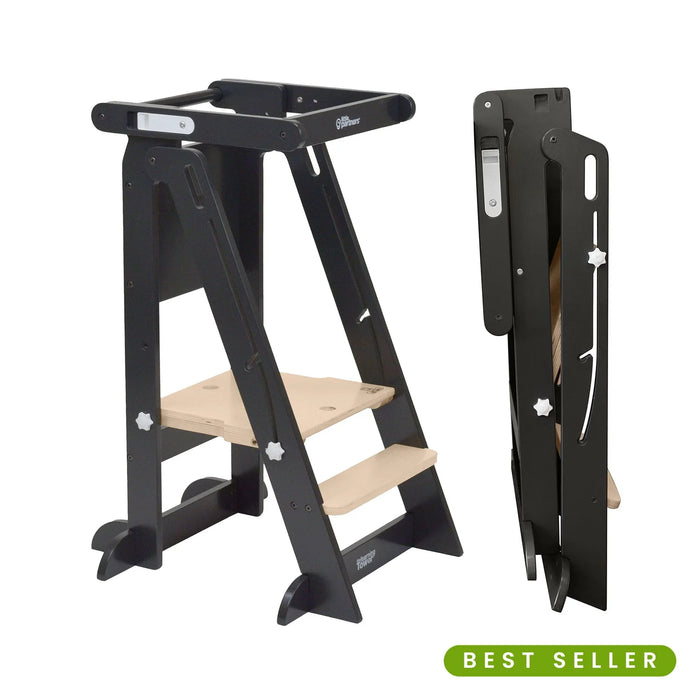 Shop Little Partners Learn ‘N Fold Learning Tower, Charcoal with Natural at GoodBuy Gear