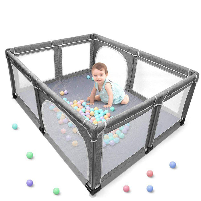 LIAMST Large Baby Playard Activity Center, Grey, 79"x71"