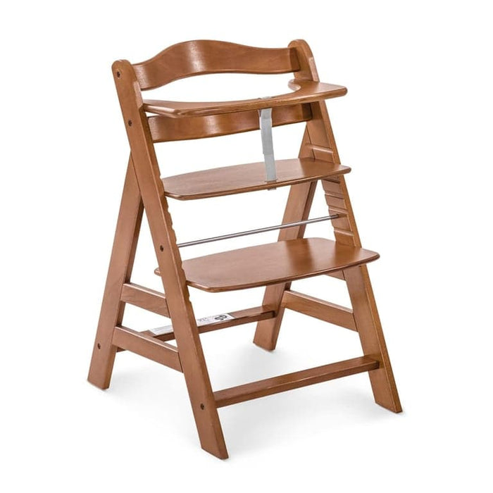 Hauck Alpha+ Adjustable Wooden High Chair Set, Walnut, White Set, Without Cushion