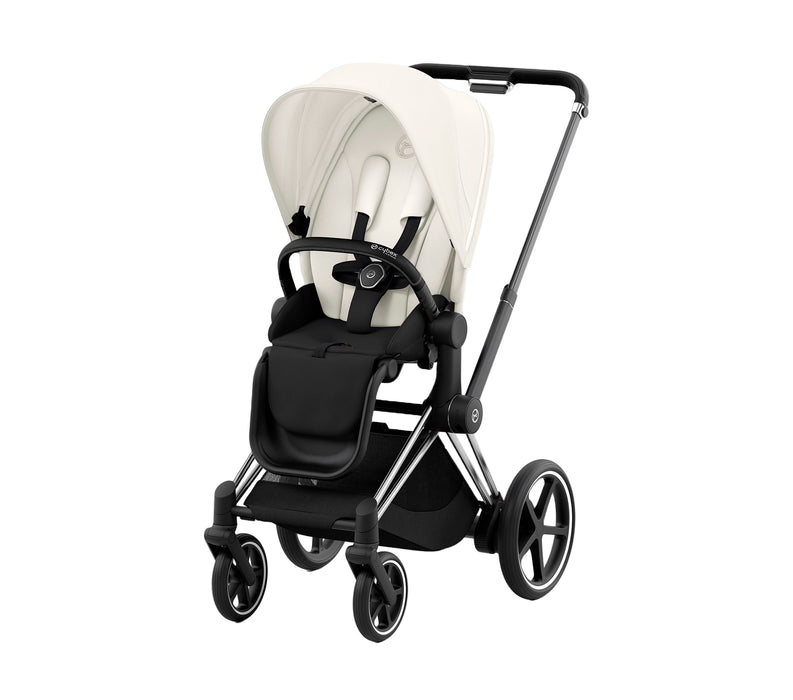 Cybex e-Priam2 Stroller, Chrome With Black Details, Off-White, 2024, with Battery