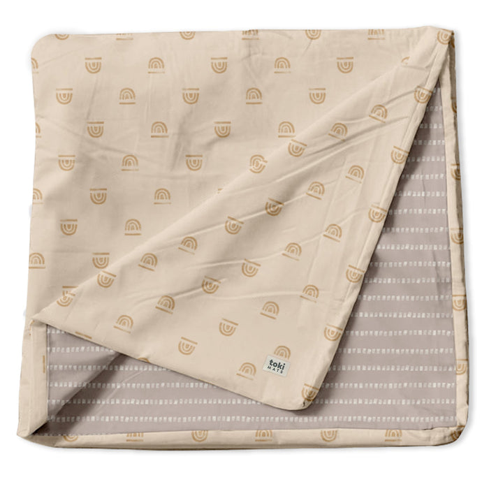 Toki Mats Padded Play Mat Cover, Rainbow Stamp in Cream, Multiple Sizes