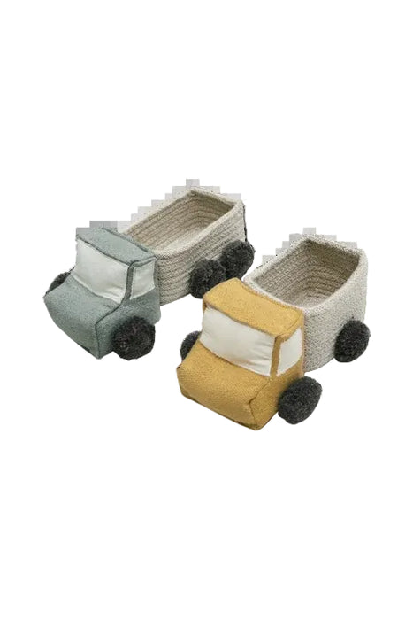 Lorena Canals Mini Truck Basket Set, Blue and Yellow 5" x 9"