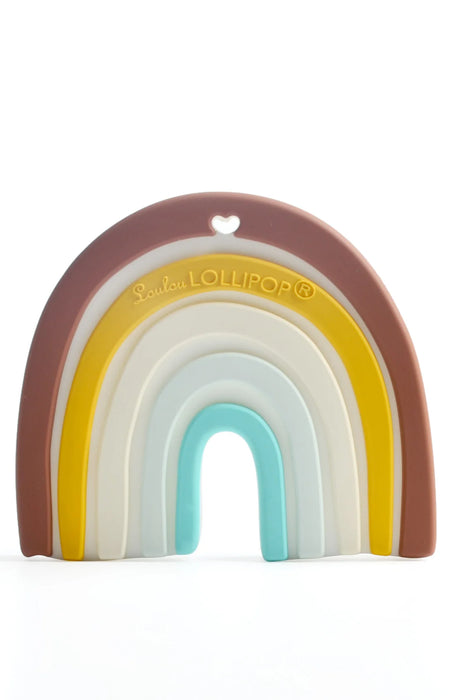 LouLou Lollipop Silicone Teether, Neutral Rainbow