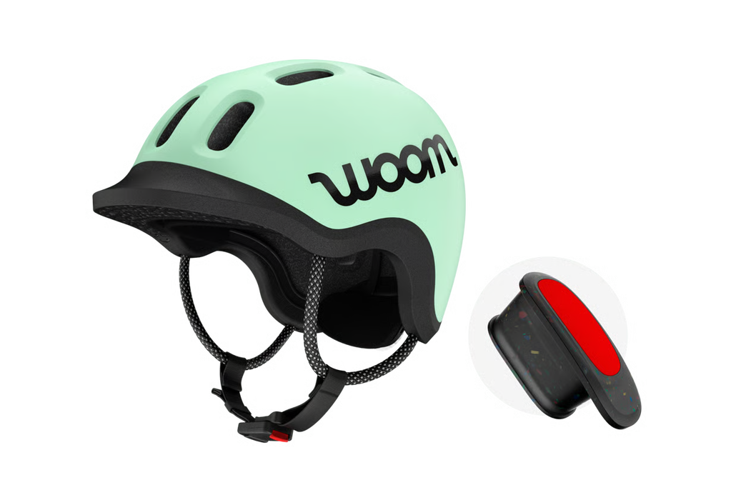 Shop Woom Ready Kids Helmet, Medium, Mint, With Light at GoodBuy Gear