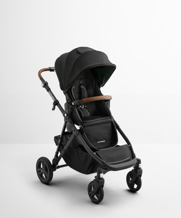 Shop Mockingbird Single to Double 3.0 Stroller, 2025, Charcoal with Penny Leather, Solid Black at GoodBuy Gear