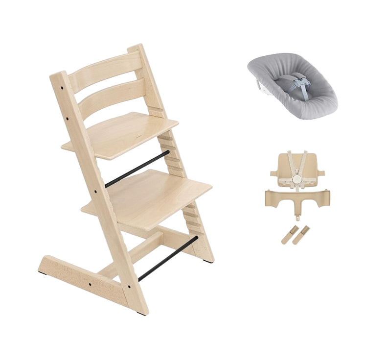 Stokke Tripp Trapp High Chair Complete² + Newborn Set, Natural with Nordic Grey