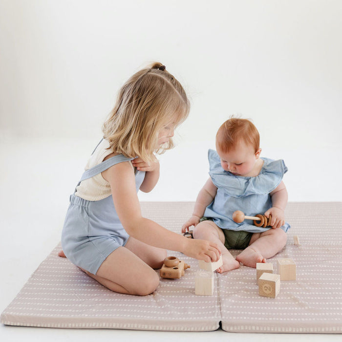 Toki Mats Padded Play Mat, Stripe in Light Grey