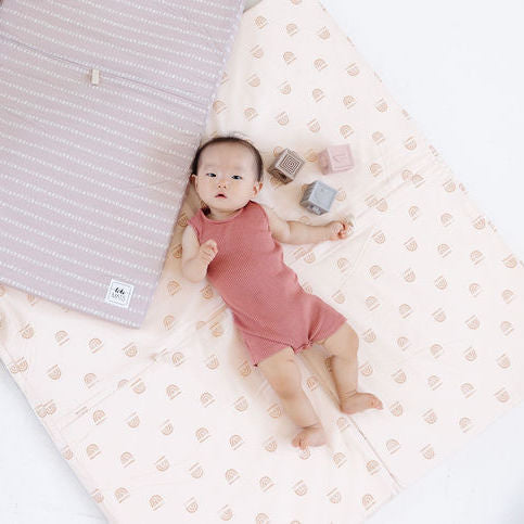 Toki Mats Padded Play Mat, Rainbow Stamp in Cream, Multiple Sizes