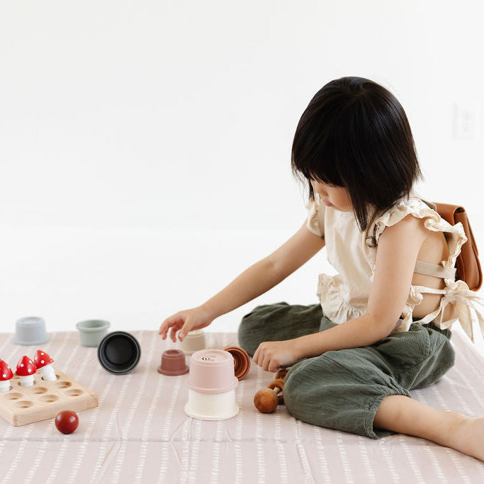 Toki Mats Padded Play Mat, Stripe in Light Grey