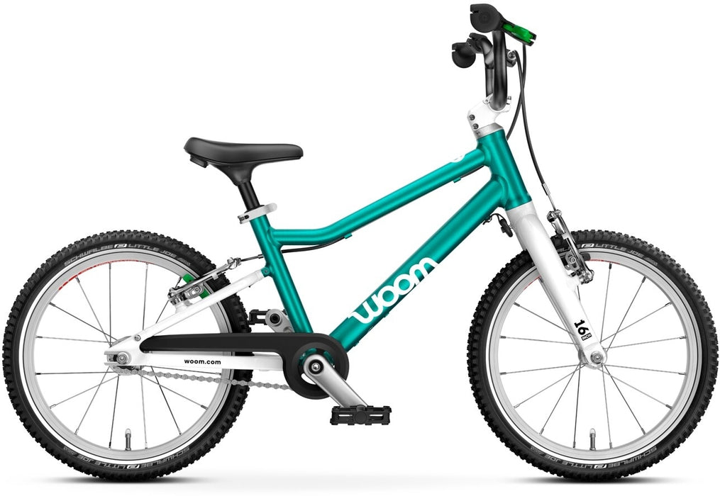 Shop Woom GO 3 Bike "16, AUTOMAGIC, Metallic turquoise at GoodBuy Gear