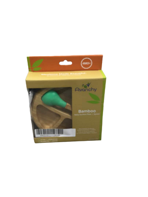 Avanchy Bamboo Baby Suction Bowl/Spoon Green