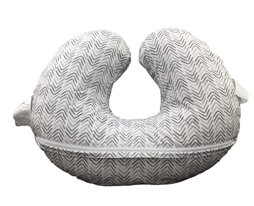 secondhand Boppy Nursing and Infant Support Pillow, Gray Cable Stiches