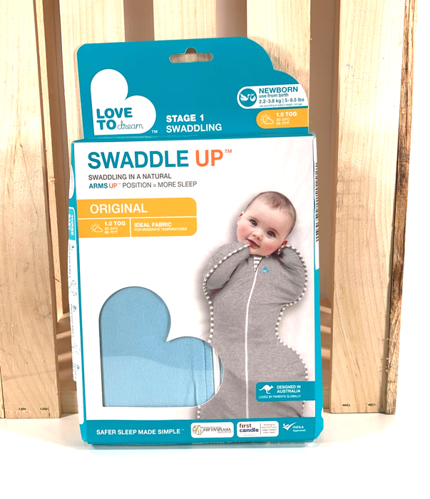 used Love To Dream Swaddle UP Original Sleep Sack, Blue, Newborn