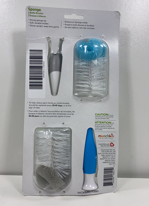 secondhand Munchkin Sponge Bottle Brushes, - Grey and Blue