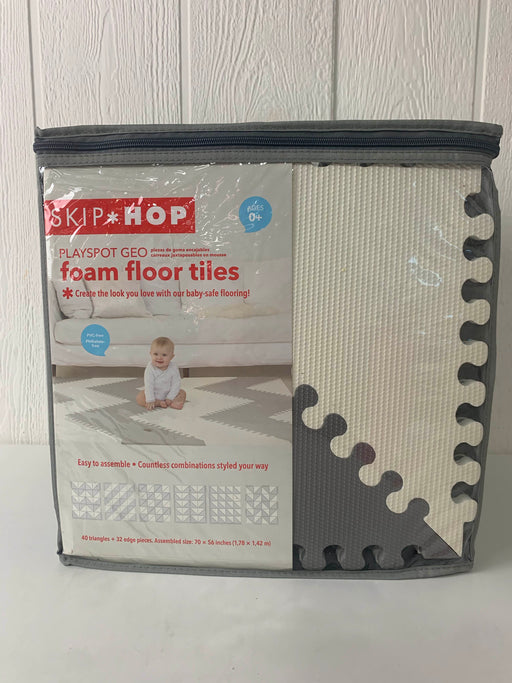 used Skip Hop Interlocking Foam Floor Tiles Playspot, Grey Cream