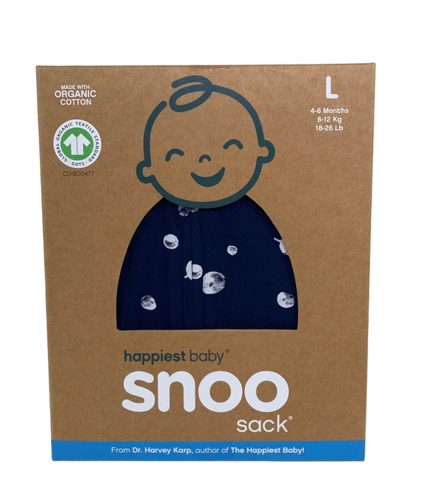 used Happiest Baby SNOO Sack, Large (18-25 lbs), Midnight Navy Planets