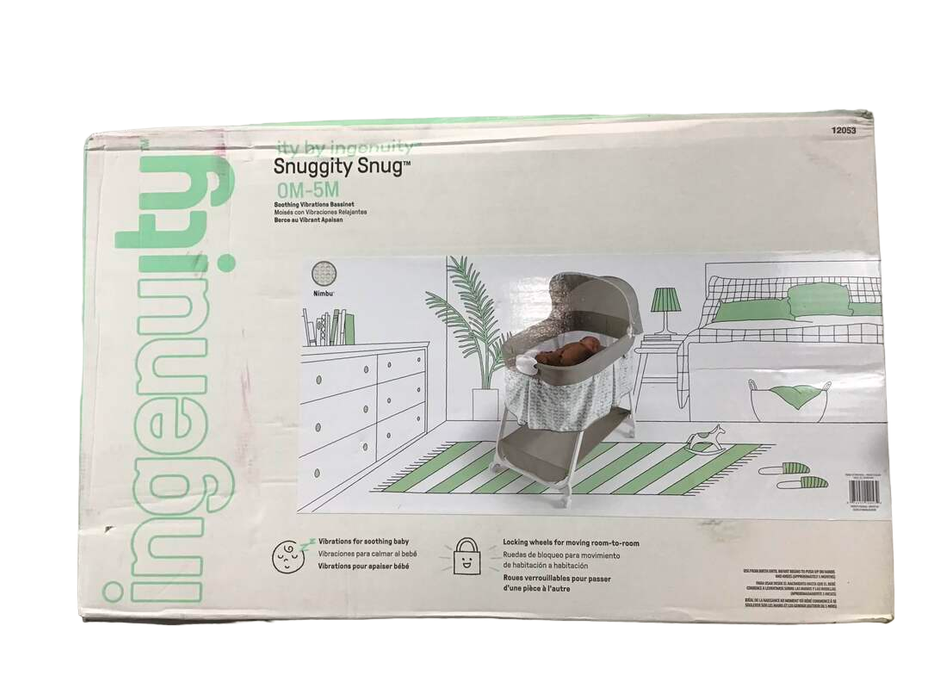 used Ingenuity Ity Snuggity Snug Portable Baby Bedside Bassinet with Soothing Vibrations