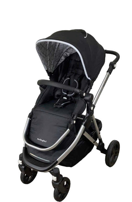 secondhand Mockingbird Single to Double Stroller, 2023, Silver with Black Leather, Windowpane, Black