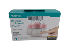 used Nanobébé Flexy Silicone Baby Bottles, 9oz, 3-Pack, Pink