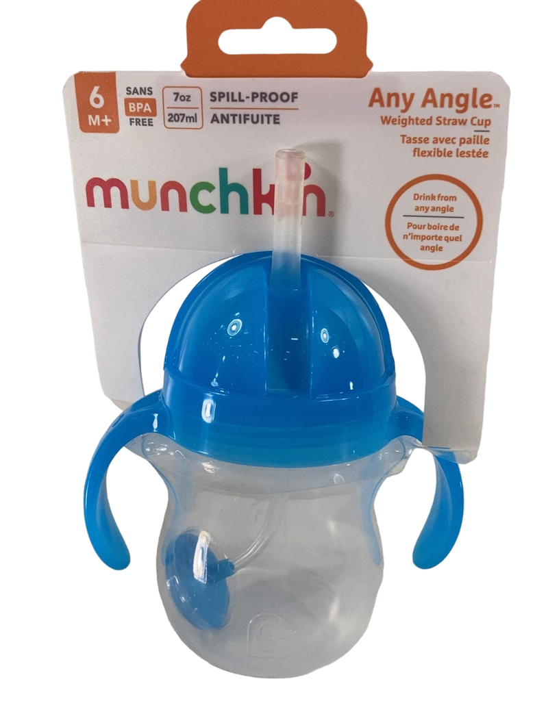 Munchkin Any Angle Click Lock Weighted Straw Trainer Cup, Blue