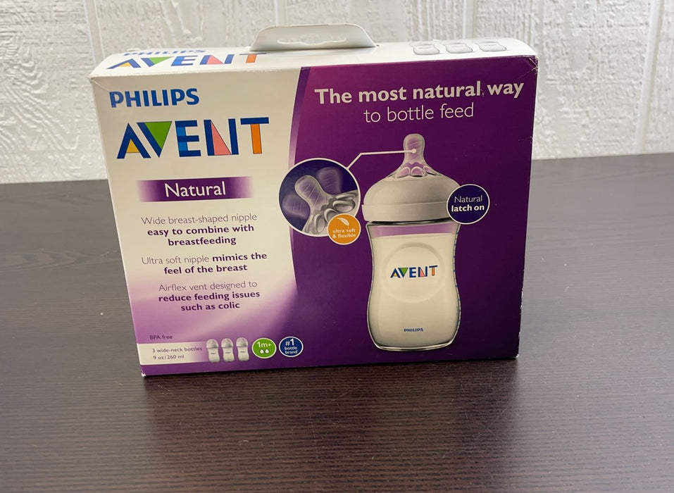 used Philips Avent Natural Bottle, 9 oz, 3 Pack