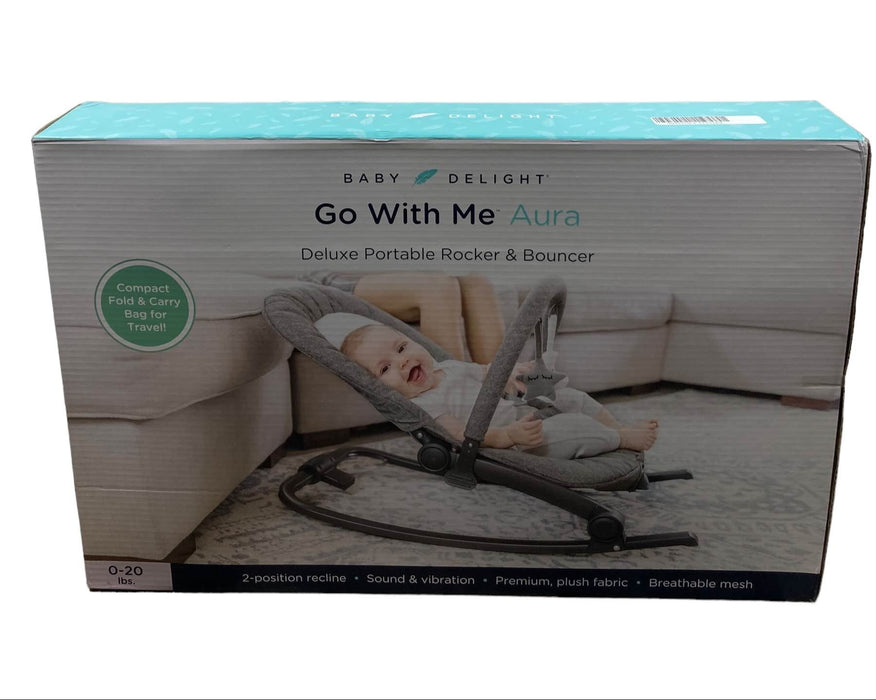 Shop Baby Delight Go with Me Aura Deluxe Portable Rocker & Bouncer, Quilted Charcoal Tweed at GoodBuy Gear