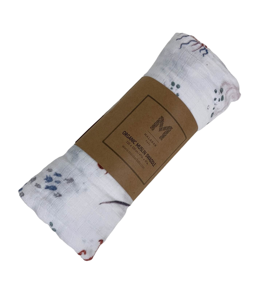 used Malabar Baby Organic Cotton Swaddle Blankets, Under The Sea