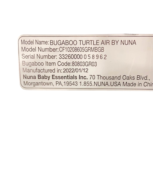 Bugaboo Turtle Air by Nuna Car Seat, Grey Melange, 2022