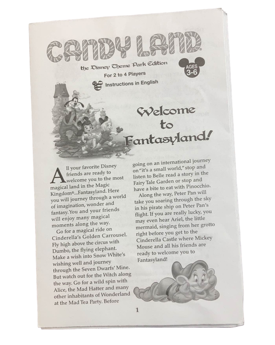 secondhand Milton Bradley Candy Land the Disney Theme Park Edition