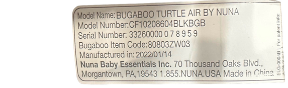 secondhand Bugaboo Turtle Air By Nuna Car Seat