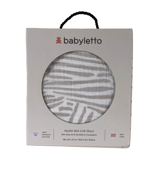 used Babyletto Muslin Mini Crib Sheet, Oat Stripe