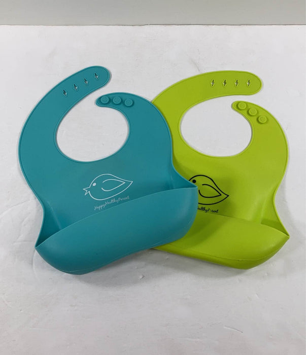 used Happy Healthy Parent Silicone Bibs, Set Of 2