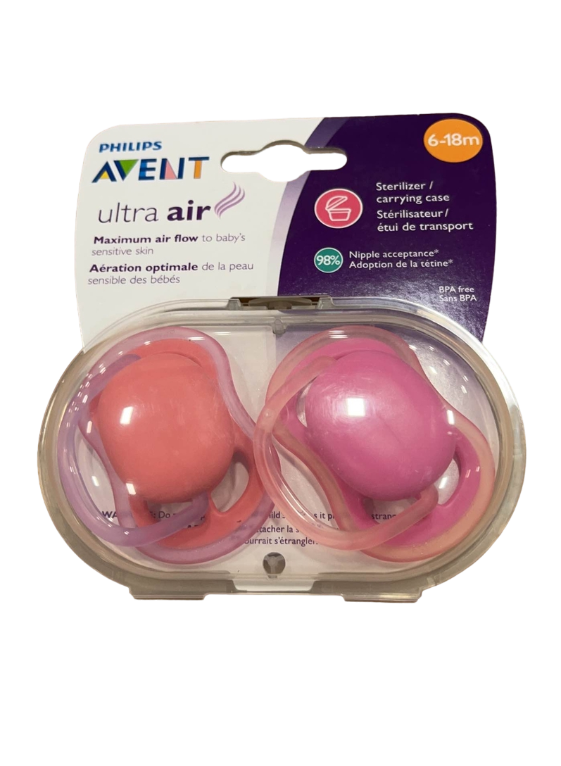 Philips Avent Ultra Air Pacifiers, Pink Peach, 2 Pack, 6-18 Months ...