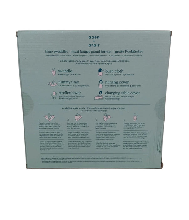 secondhand Aden + Anais Large Cotton Muslin Swaddle 4pk, Seafaring