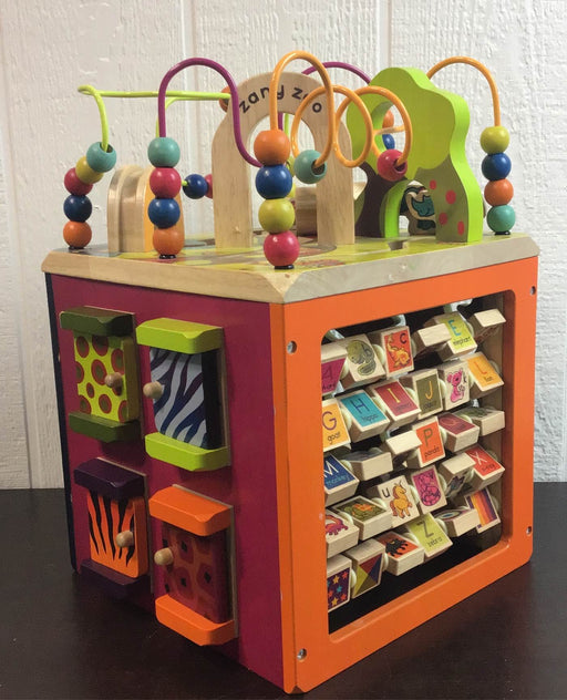 used B. toys Zany Zoo Wooden Activity Cube