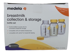 used Medela Breast Milk Collection and Storage Bottles with Solid Lids - 6pk/5oz