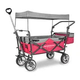 Wonderfold S4 Push & Pull Premium Utility Folding Wagon with Canopy, Red, CP Model