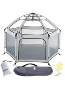 used California Beach Company Pop 'N Go Playpen, Grey, With Mattress and Sheet