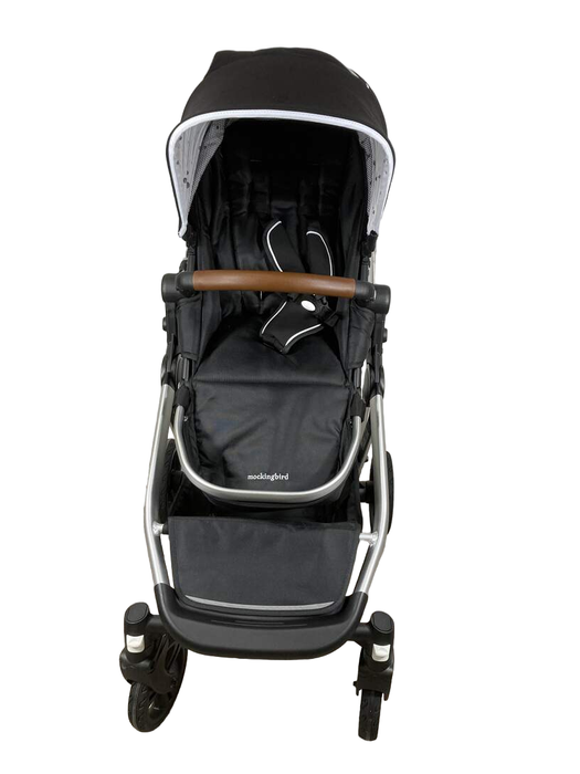 secondhand Mockingbird Single to Double Stroller, 2022, Silver with Penny Leather, Watercolor Drops, Black