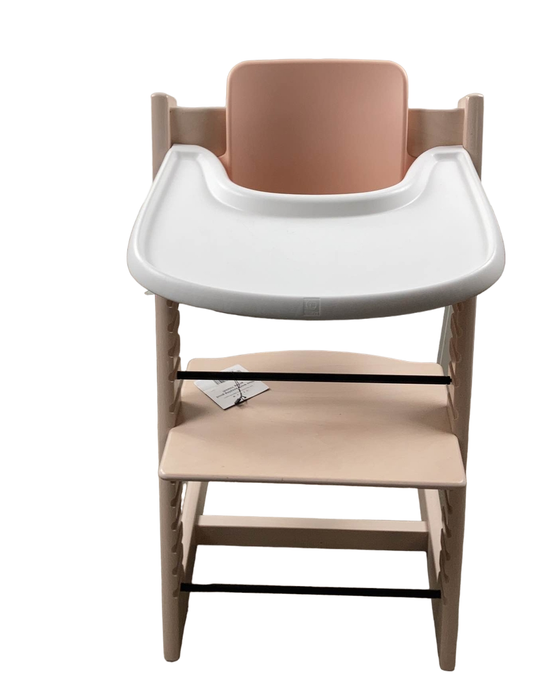 secondhand Stokke Tripp Trapp High Chair with Baby Set and Tray, Serene Pink, White