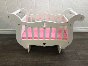 Melissa & Doug White Wooden Doll Bed with Pink Bedding FREE SHIPPING