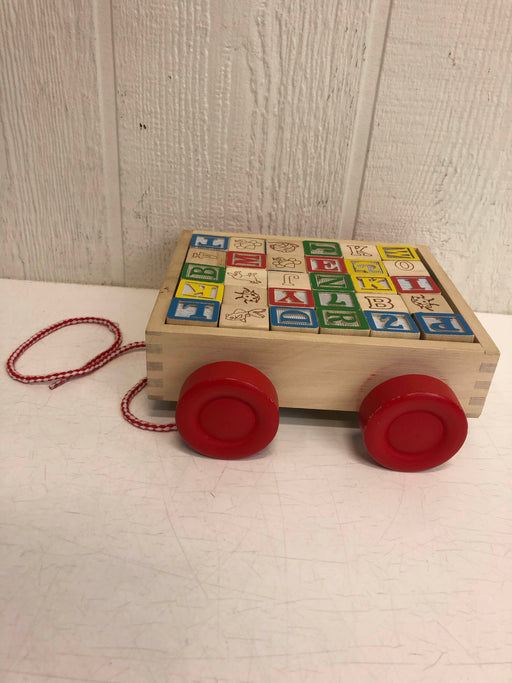 secondhand Melissa & Doug Classic ABC Block Cart Wood Toy