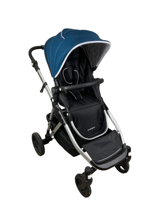 used Mockingbird Single to Double Stroller, 2023, Silver with Black Leather, Windowpane, Sea