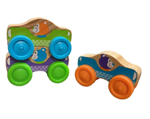 secondhand Melissa & Doug First Play Wooden Animal Stacking Cars